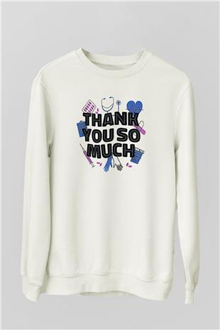 Tıp Bayramı Baskılı Beyaz Unisex Sweatshirt
