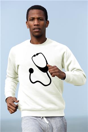 Tıp Bayramı Baskılı Beyaz Unisex Sweatshirt