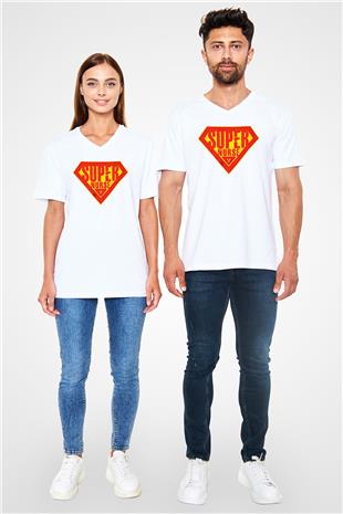 Tıp Bayramı Baskılı Beyaz Unisex V Yaka Tişört - Tshirt
