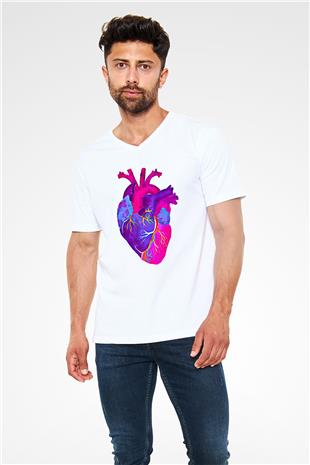 Tıp Bayramı Baskılı Beyaz Unisex V Yaka Tişört - Tshirt
