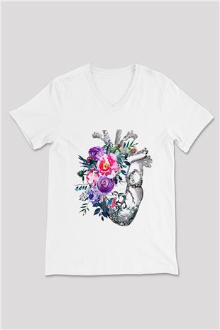 Tıp Bayramı Baskılı Beyaz Unisex V Yaka Tişört - Tshirt