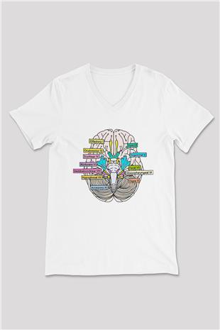 Tıp Bayramı Baskılı Beyaz Unisex V Yaka Tişört - Tshirt