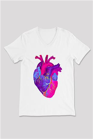 Tıp Bayramı Baskılı Beyaz Unisex V Yaka Tişört - Tshirt