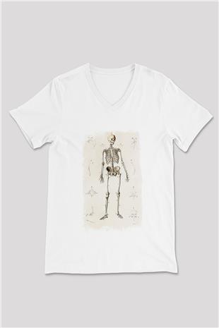 Tıp Bayramı Baskılı Beyaz Unisex V Yaka Tişört - Tshirt