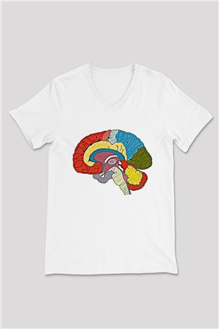 Tıp Bayramı Baskılı Beyaz Unisex V Yaka Tişört - Tshirt