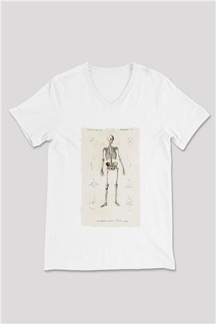Tıp Bayramı Baskılı Beyaz Unisex V Yaka Tişört - Tshirt