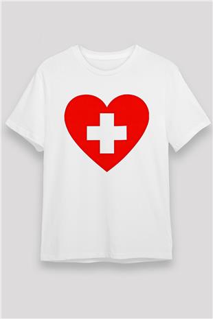Tıp Bayramı Baskılı Unisex Beyaz Tişört - Tshirt