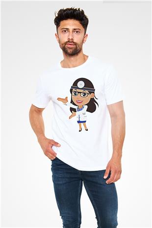 Tıp Bayramı Baskılı Unisex Beyaz Tişört - Tshirt