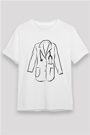 Tıp Bayramı Baskılı Unisex Beyaz Tişört - Tshirt