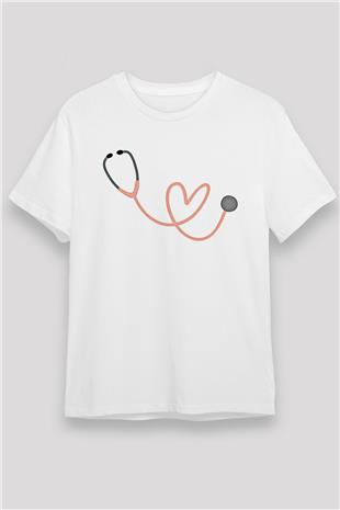 Tıp Bayramı Baskılı Unisex Beyaz Tişört - Tshirt