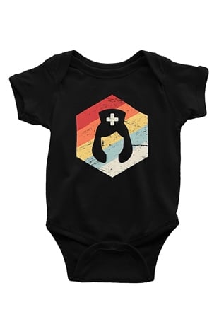 Tıp Bayramı Baskılı Unisex Siyah Bebek Body - Zıbın