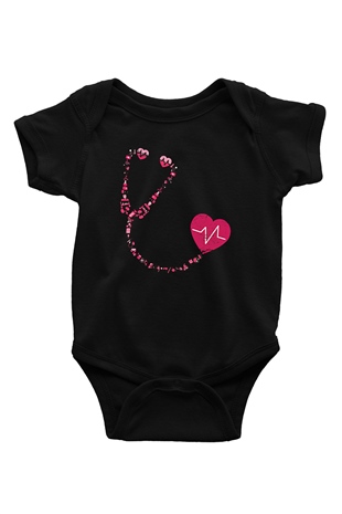 Tıp Bayramı Baskılı Unisex Siyah Bebek Body - Zıbın