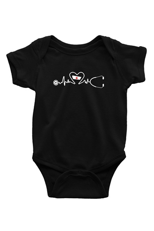 Tıp Bayramı Baskılı Unisex Siyah Bebek Body - Zıbın