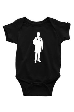 Tıp Bayramı Baskılı Unisex Siyah Bebek Body - Zıbın