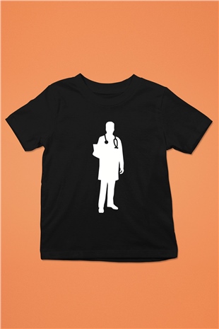 Tıp Bayramı Baskılı Unisex Siyah Çocuk Tişört - Tshirt