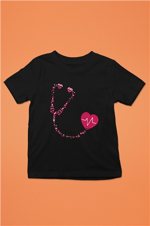 Tıp Bayramı Baskılı Unisex Siyah Çocuk Tişört - Tshirt