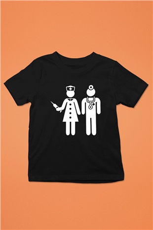 Tıp Bayramı Baskılı Unisex Siyah Çocuk Tişört - Tshirt