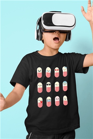 Tıp Bayramı Baskılı Unisex Siyah Çocuk Tişört - Tshirt