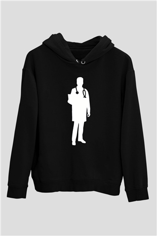 Tıp Bayramı Baskılı Unisex Siyah Hoodie