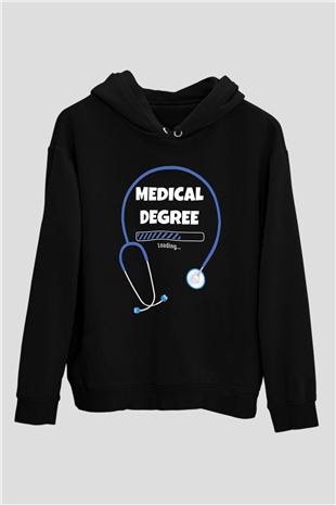 Tıp Bayramı Baskılı Unisex Siyah Hoodie
