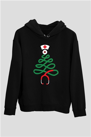 Tıp Bayramı Baskılı Unisex Siyah Hoodie