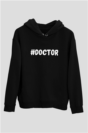 Tıp Bayramı Baskılı Unisex Siyah Hoodie