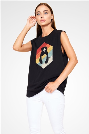 Tıp Bayramı Baskılı Unisex Siyah Kolsuz Tişört - Tshirt