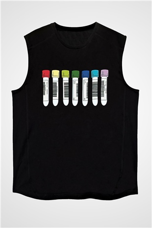 Tıp Bayramı Baskılı Unisex Siyah Kolsuz Tişört - Tshirt