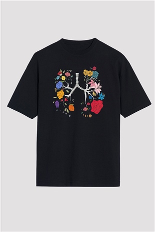 Tıp Bayramı Baskılı Unisex Siyah Oversize Tişört - Tshirt