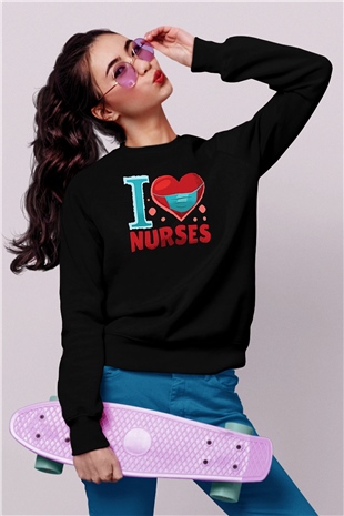 Tıp Bayramı Baskılı Unisex Siyah Sweatshirt