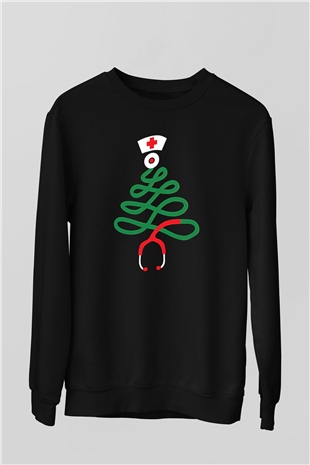 Tıp Bayramı Baskılı Unisex Siyah Sweatshirt