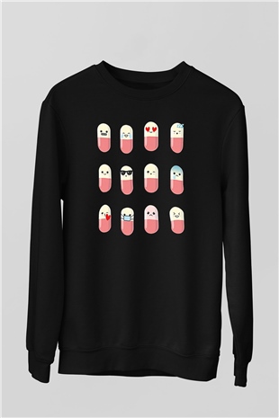 Tıp Bayramı Baskılı Unisex Siyah Sweatshirt
