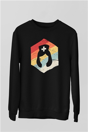 Tıp Bayramı Baskılı Unisex Siyah Sweatshirt
