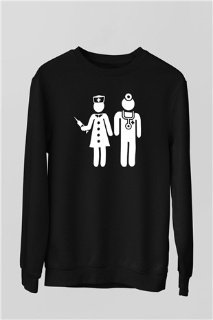 Tıp Bayramı Baskılı Unisex Siyah Sweatshirt