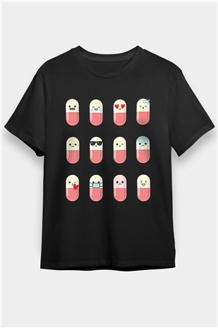Tıp Bayramı Baskılı Unisex Siyah Tişört - Tshirt