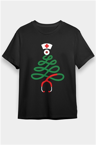 Tıp Bayramı Baskılı Unisex Siyah Tişört - Tshirt