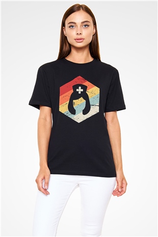 Tıp Bayramı Baskılı Unisex Siyah Tişört - Tshirt