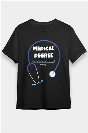 Tıp Bayramı Baskılı Unisex Siyah Tişört - Tshirt