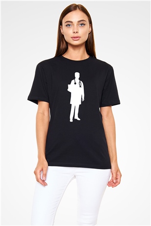 Tıp Bayramı Baskılı Unisex Siyah Tişört - Tshirt