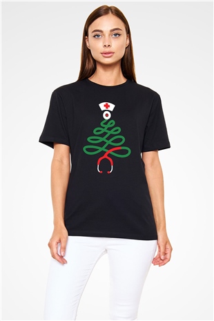Tıp Bayramı Baskılı Unisex Siyah Tişört - Tshirt