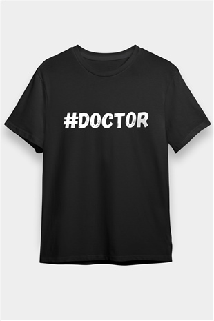 Tıp Bayramı Baskılı Unisex Siyah Tişört - Tshirt