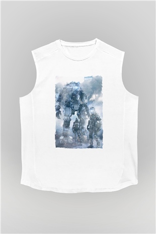 Titanfall Beyaz Unisex Kolsuz Tişört