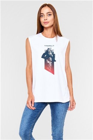 Titanfall Beyaz Unisex Kolsuz Tişört