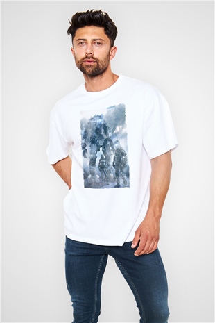 Titanfall Beyaz Oversize Tişört Oversize T-shirt