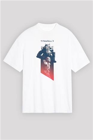 Titanfall Beyaz Oversize Tişört Oversize T-shirt