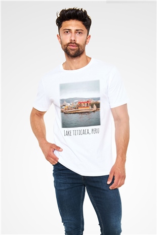 Titikaka Gölü Beyaz Unisex Tişört T-Shirt - TişörtFabrikası