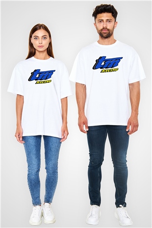 TM Racing Beyaz Unisex Oversize Tişört T-Shirt