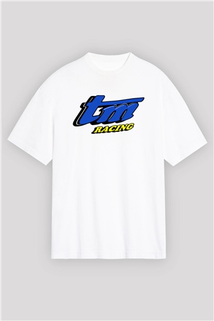 TM Racing Beyaz Unisex Oversize Tişört T-Shirt