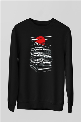 Tokyo Yarışı Baskılı Unisex Siyah  Sweatshirt