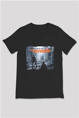 Tom Clancy Siyah Unisex V Yaka Tişört